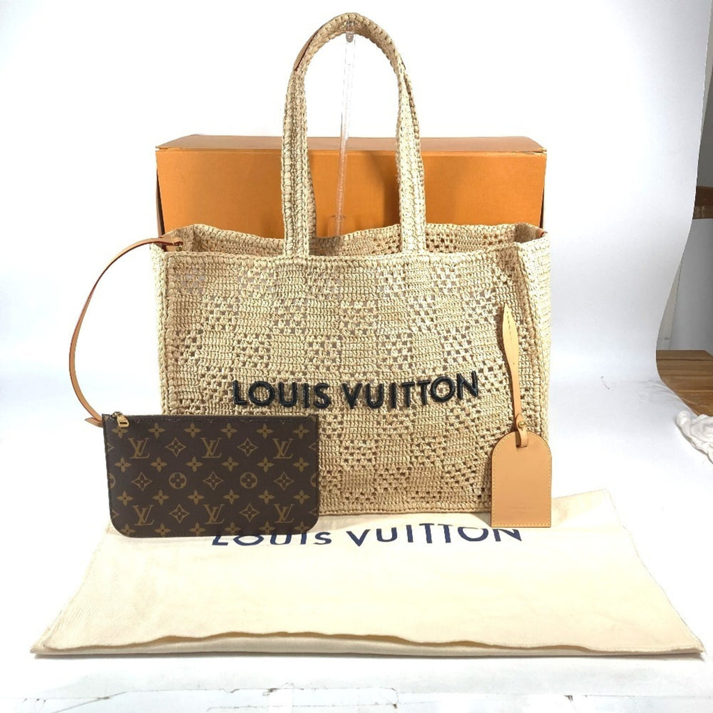Louis Vuitton Natural Raffia Leather Handbag Shoulder Bag Tote Bag