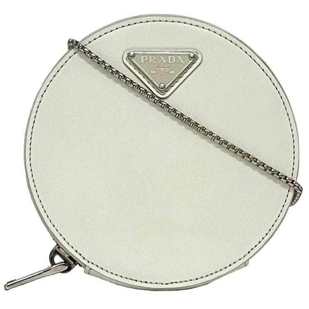 Prada White Leather Pochette Shoulder Bag