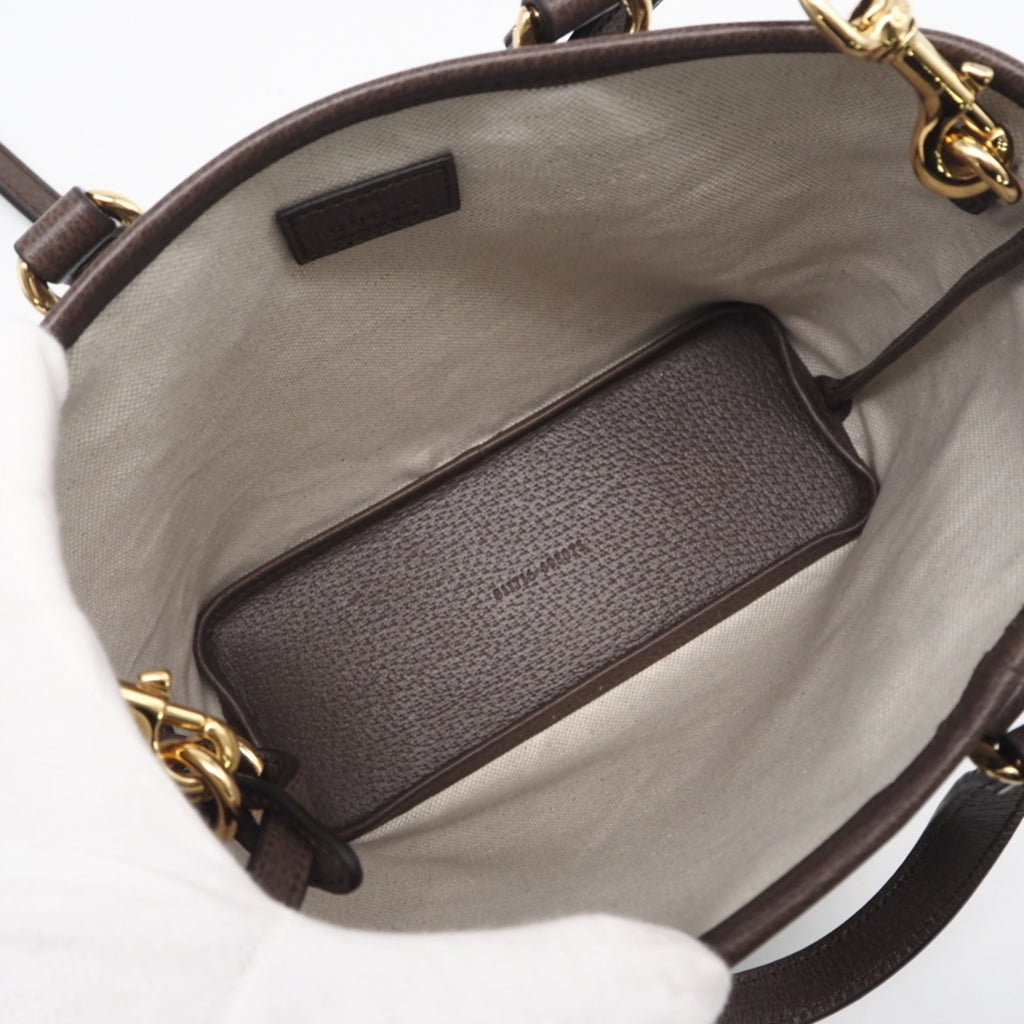Gucci Ophidia Beige Brown Coated Canvas Handbag Tote Bag (Pre-Owned)