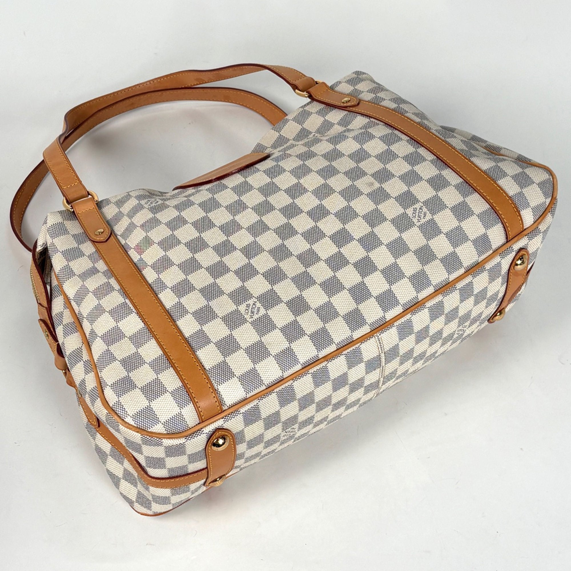 Louis Vuitton White Damier Azur Handbag Shoulder Bag Tote Bag