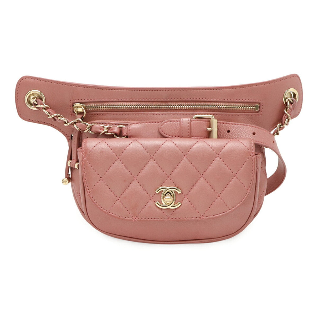 Chanel Matelasse Pink Leather Pouch Sling Bag
