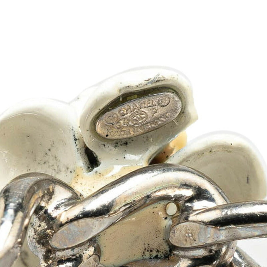 Chanel Silver White Metal Band Ring