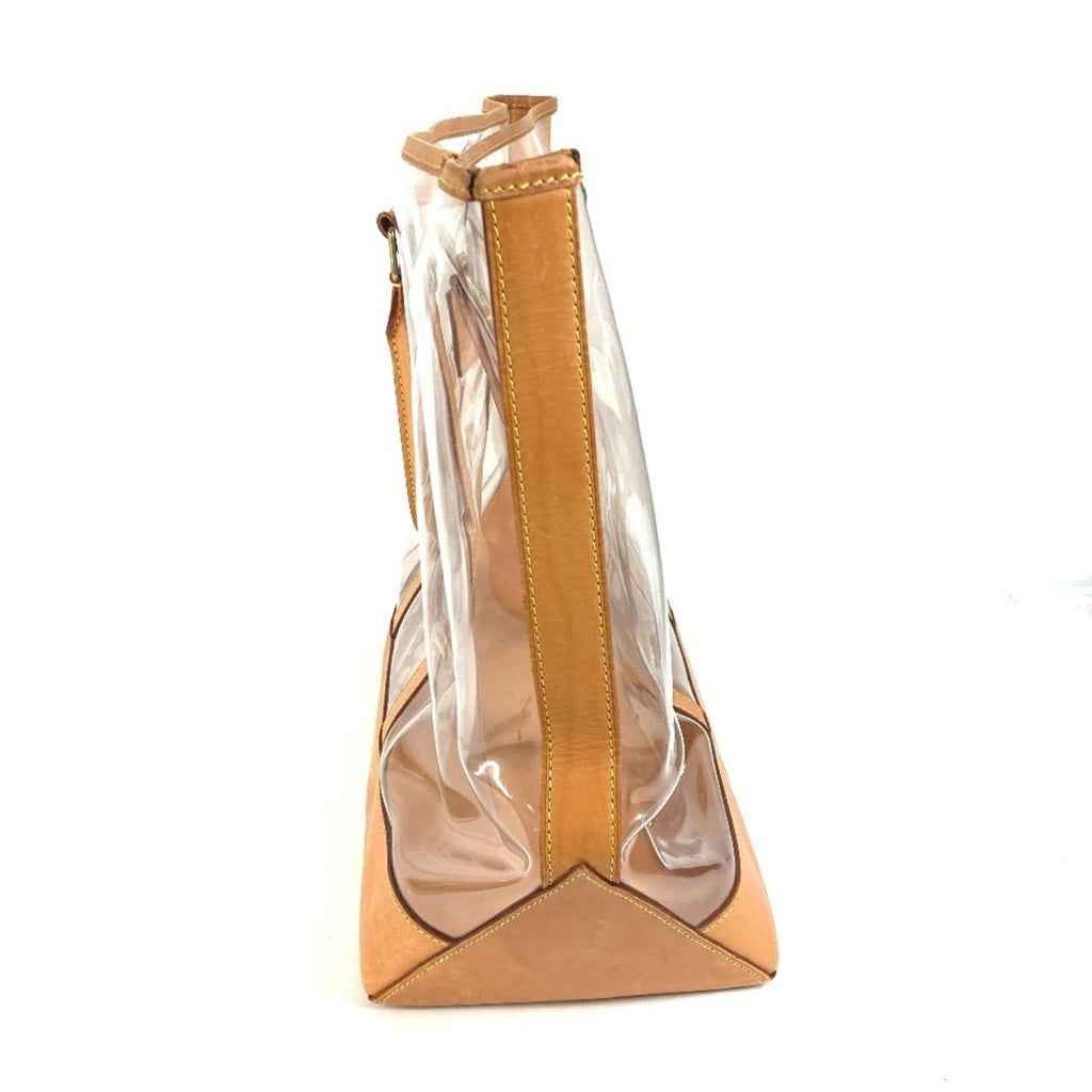 Louis Vuitton Beige Clear Vinyl Leather Shoulder Bag Tote Bag
