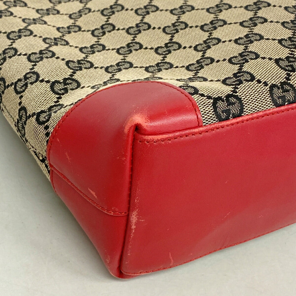 Gucci Black Red Color Canvas Tote Bag (Pre-Owned)