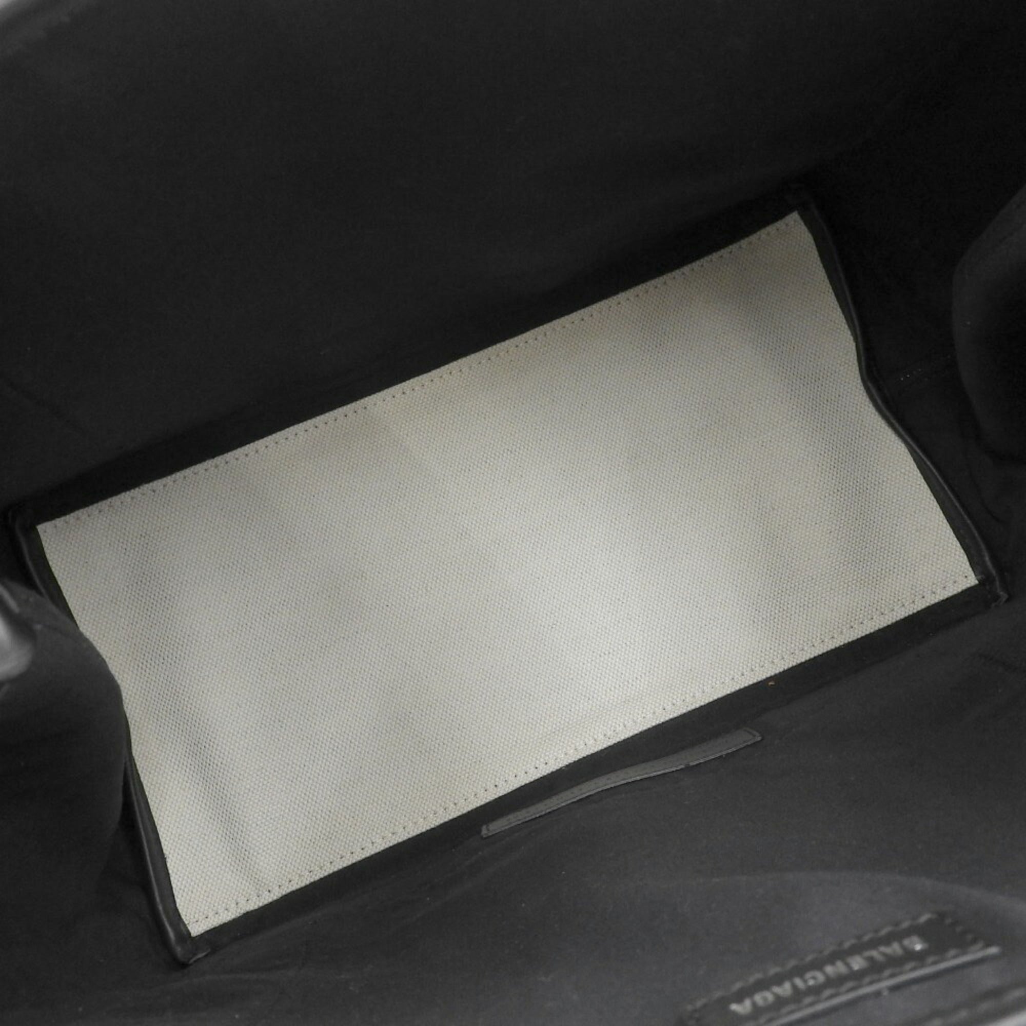 Balenciaga Black Off-White Canvas Leather Handbag Tote