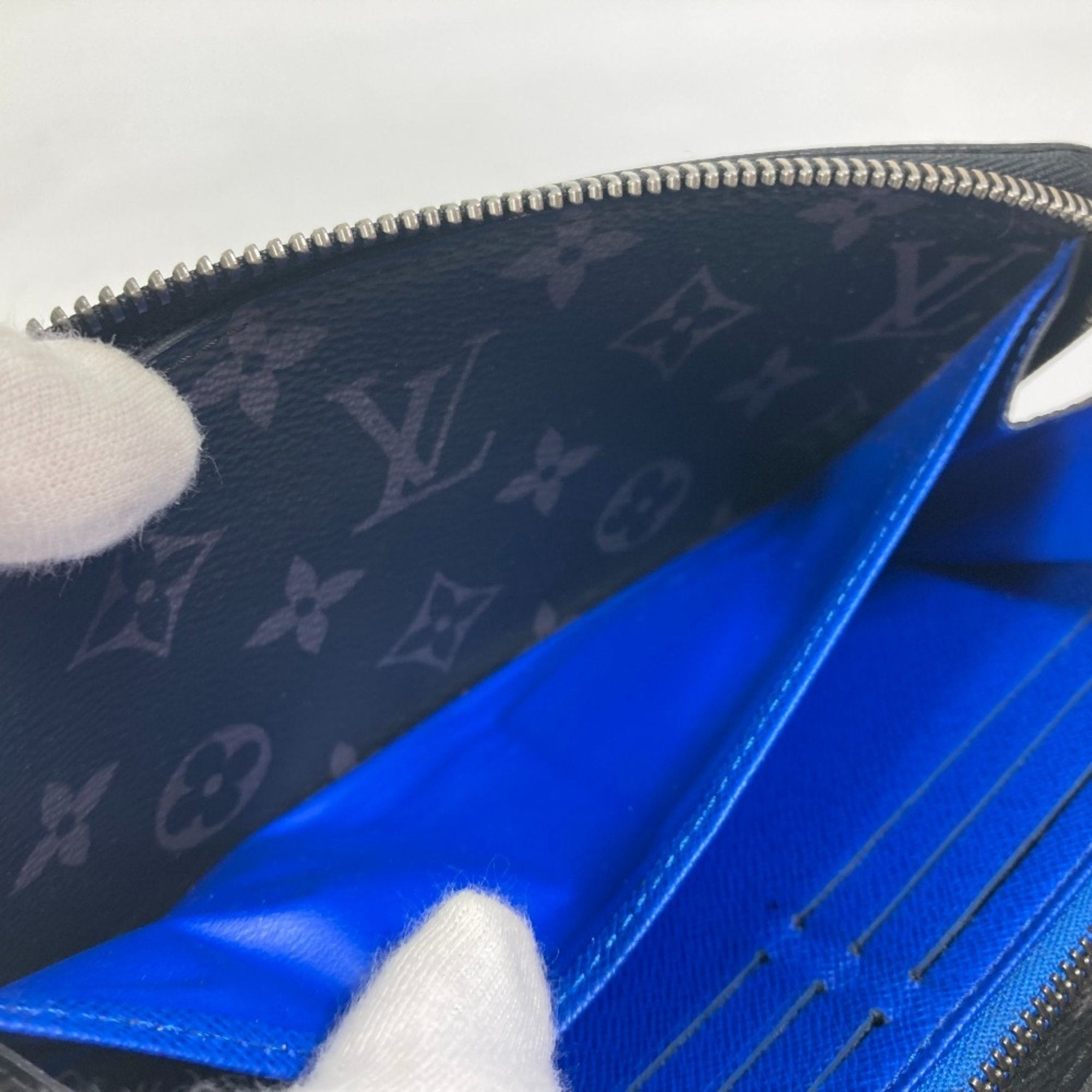 Louis Vuitton Monogram Eclipse Black Blue Monogram Eclipse Long Wallet