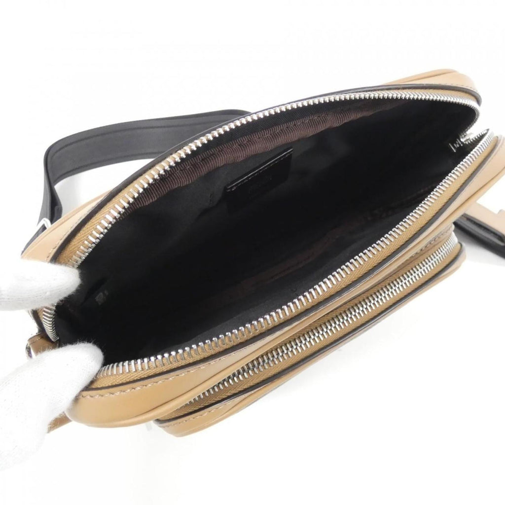 Fendi Sand Coated Canvas Leather Shoulder Bag