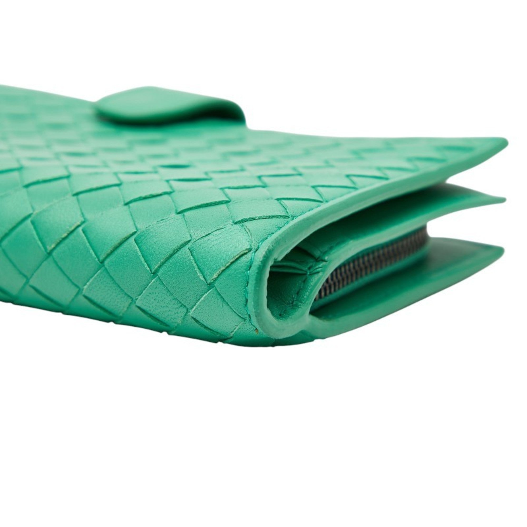 Bottega Veneta Green Leather Long Wallet