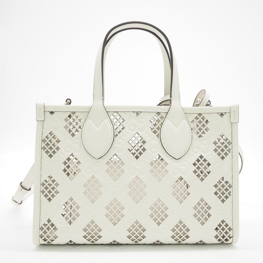 Gucci White Leather Handbag Pouch Tote Bag (Pre-Owned)