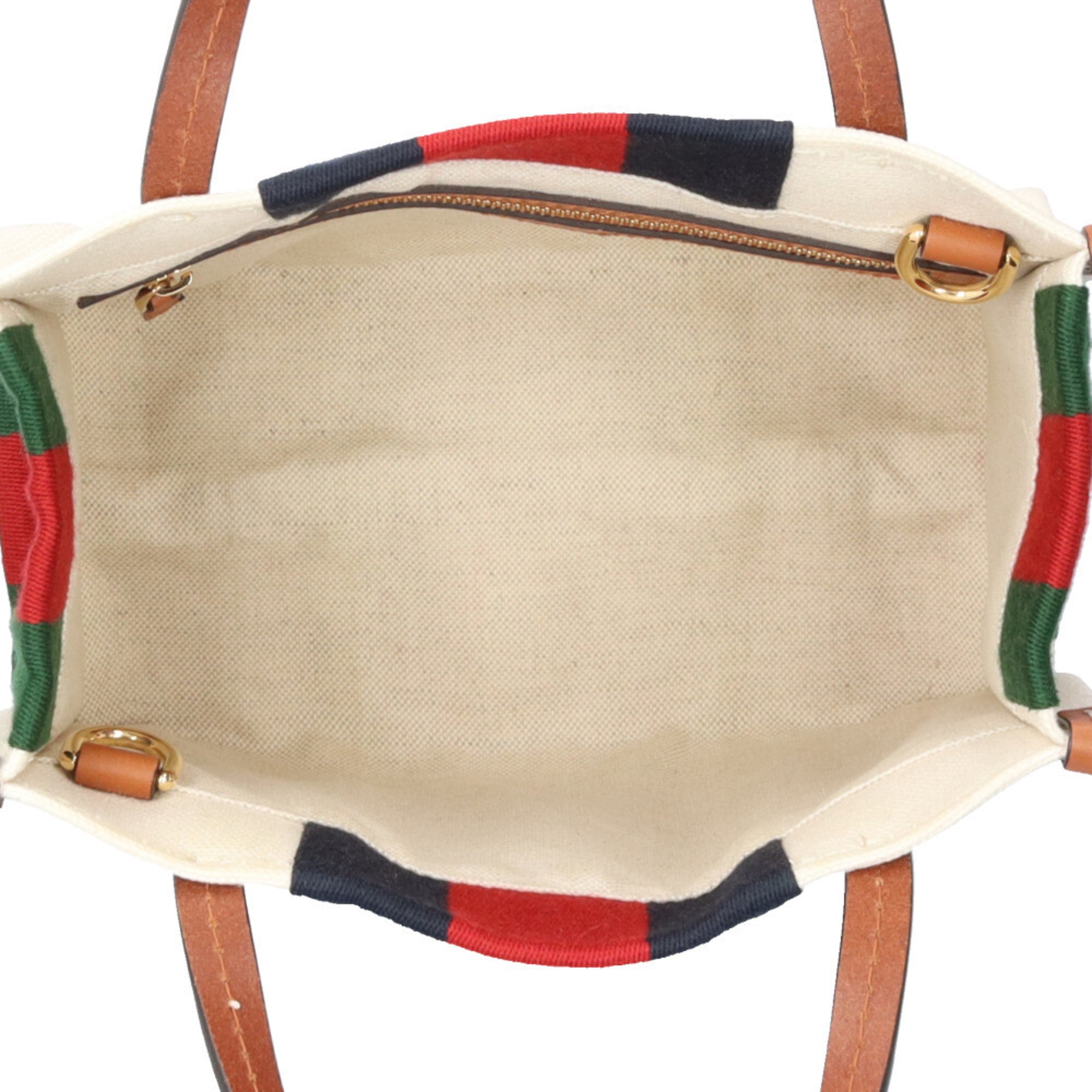 Gucci Navy Red Color White Canvas Shoulder Bag (Pre-Owned)
