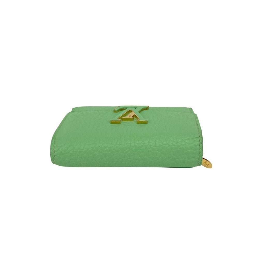 Louis Vuitton Green Pink Leather Wallet (Tri-Fold)