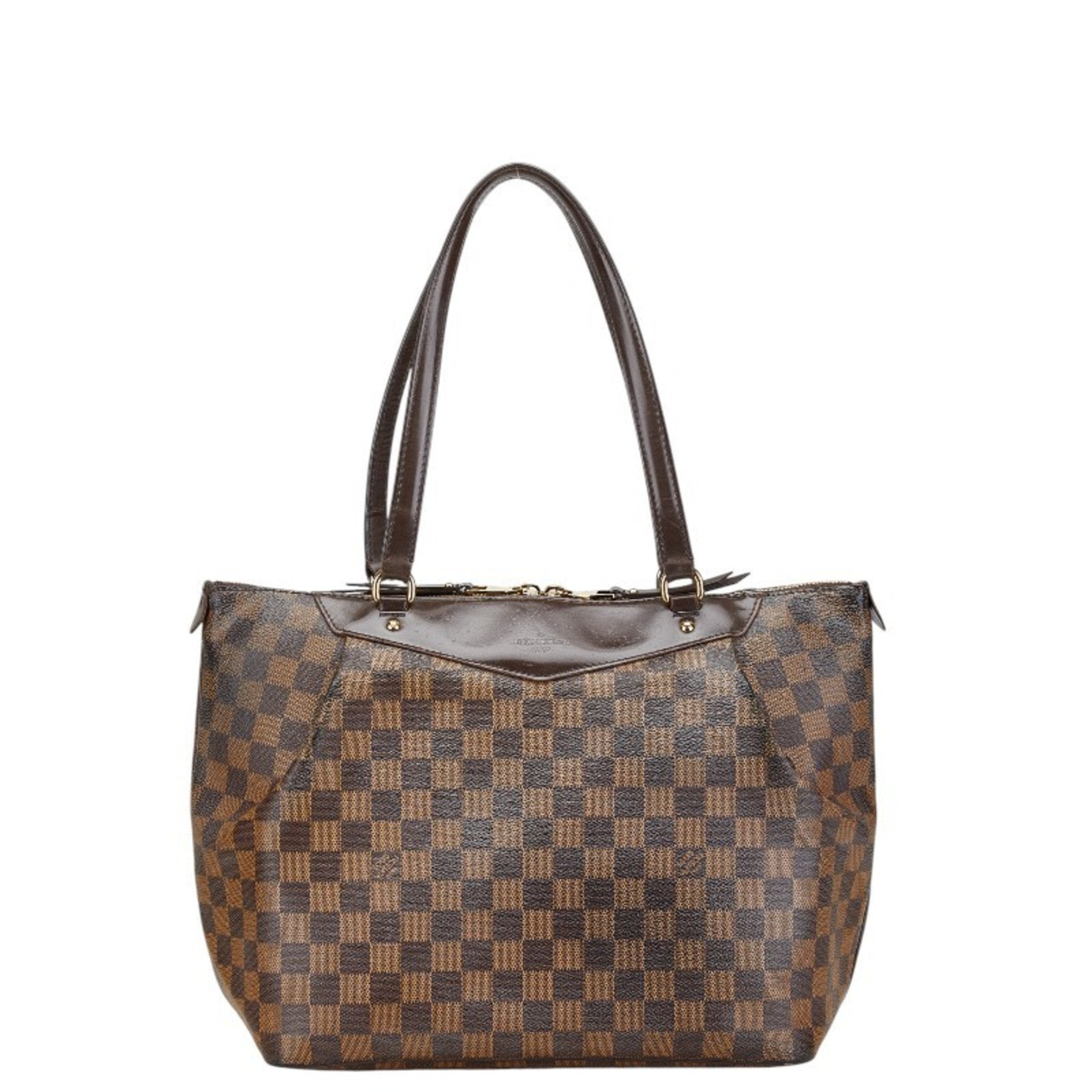 Louis Vuitton Brown Damier Canvas Pvc Leather Shoulder Bag Tote Bag