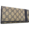 Gucci Brown Navy Gg Supreme Leather Long Wallet (Bi-Fold) (Pre-Owned)