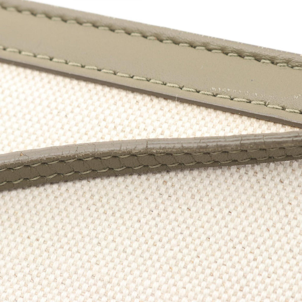 Balenciaga Khaki White Canvas Leather Handbag Pochette Shoulder