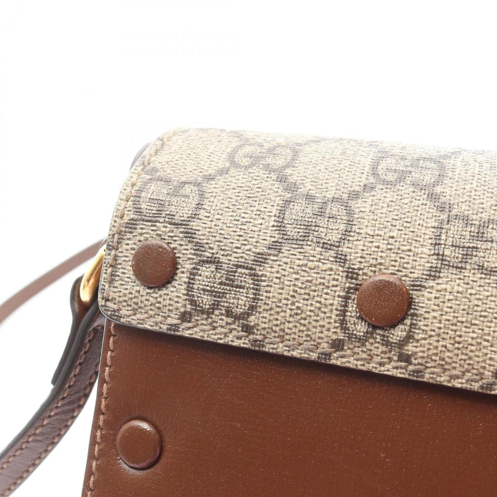 Gucci Beige Brown Red Color Gg Supreme Shoulder Bag (Pre-Owned)