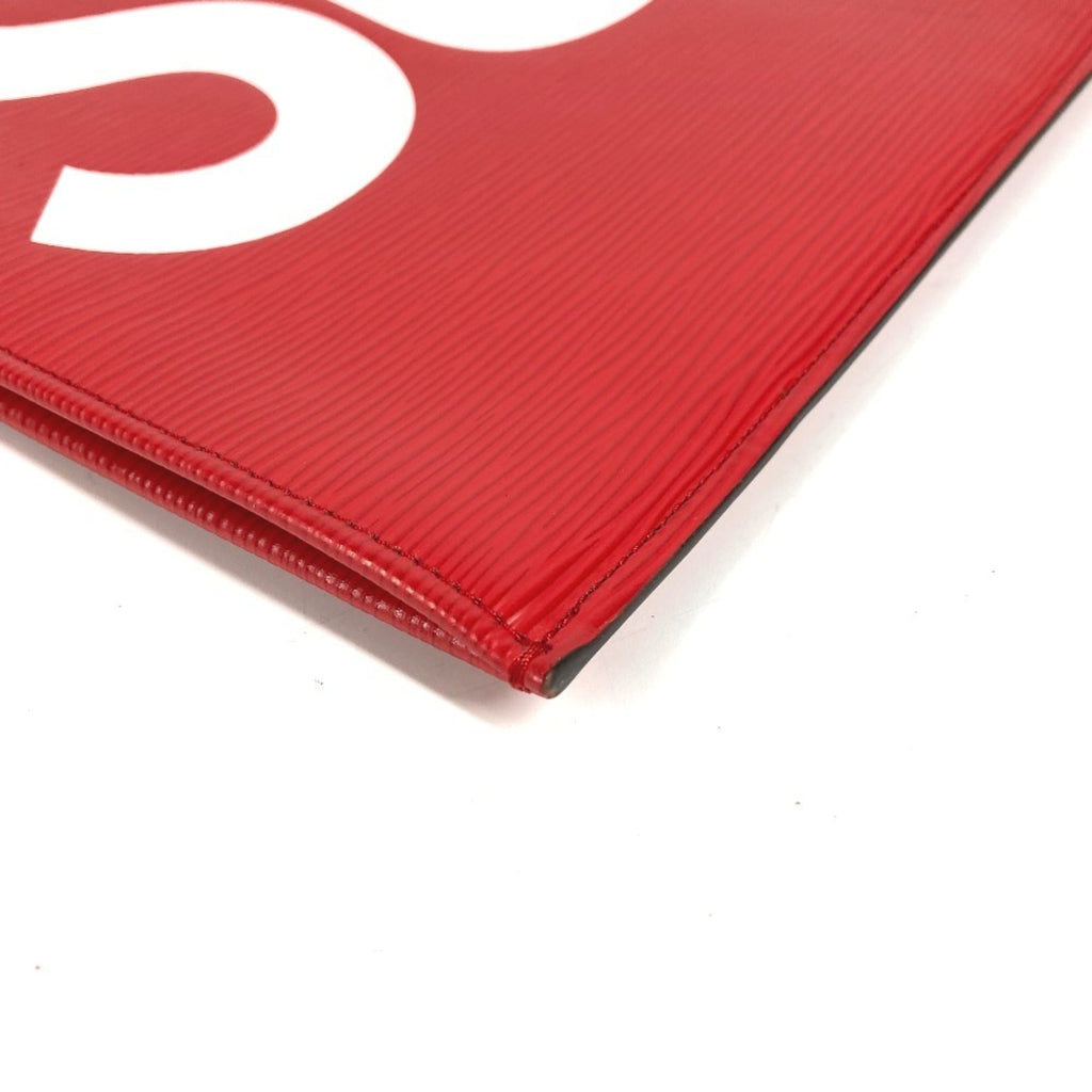 Louis Vuitton Red Color White Epi Leather Clutch Bag Pochette