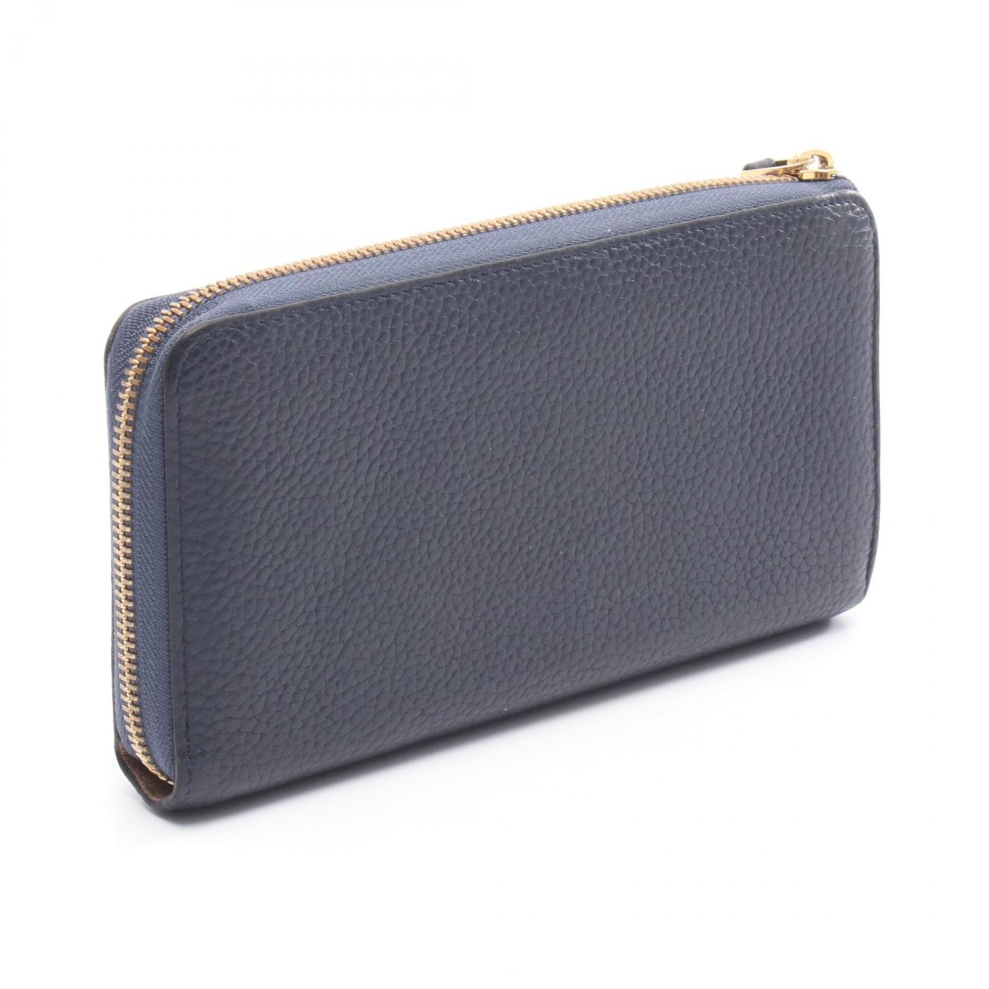 Louis Vuitton Navy Navy Blue Leather Long Wallet