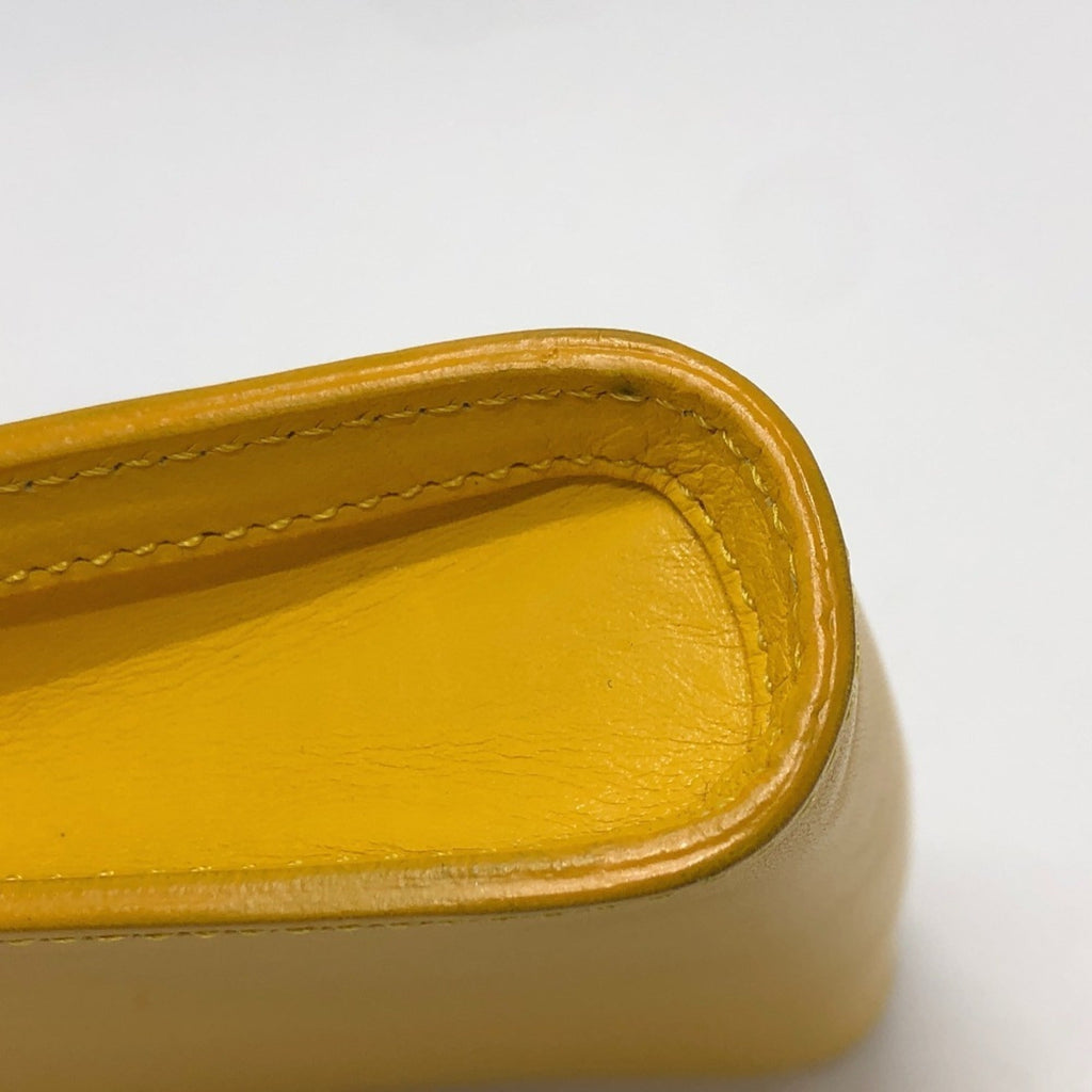 Celine Beige Yellow Leather Canvas Pochette Shoulder Bag