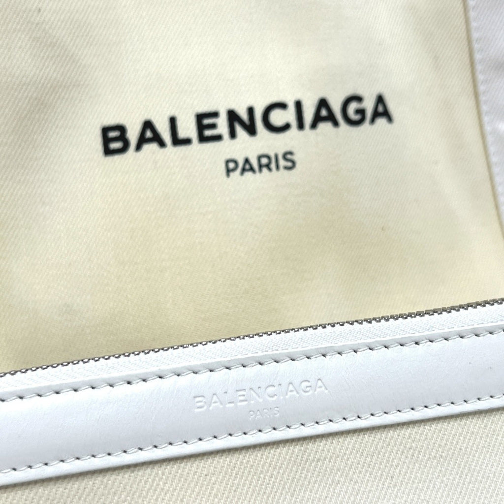 Balenciaga White Canvas Leather Handbag Tote