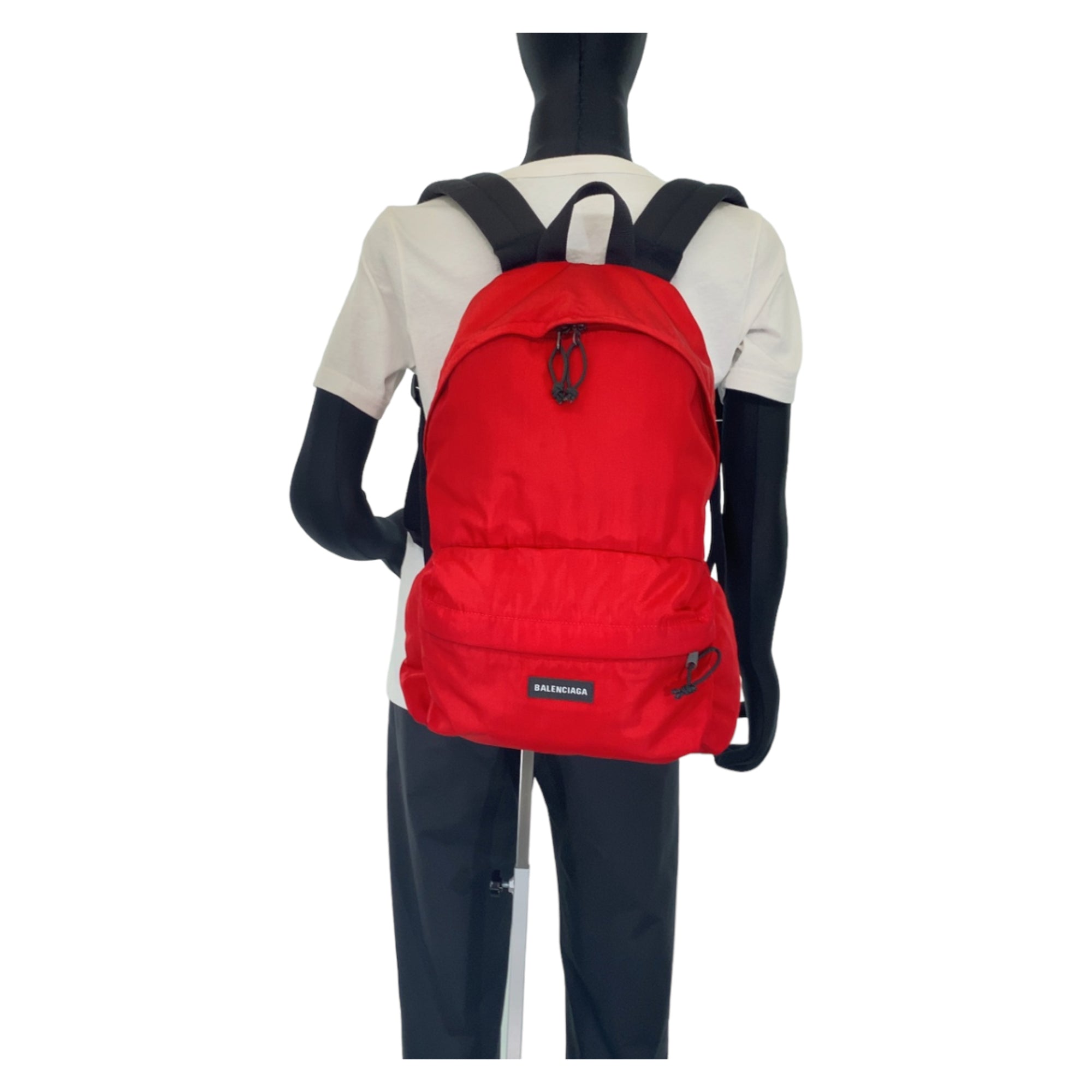 Balenciaga Black Red Color Nylon Backpack