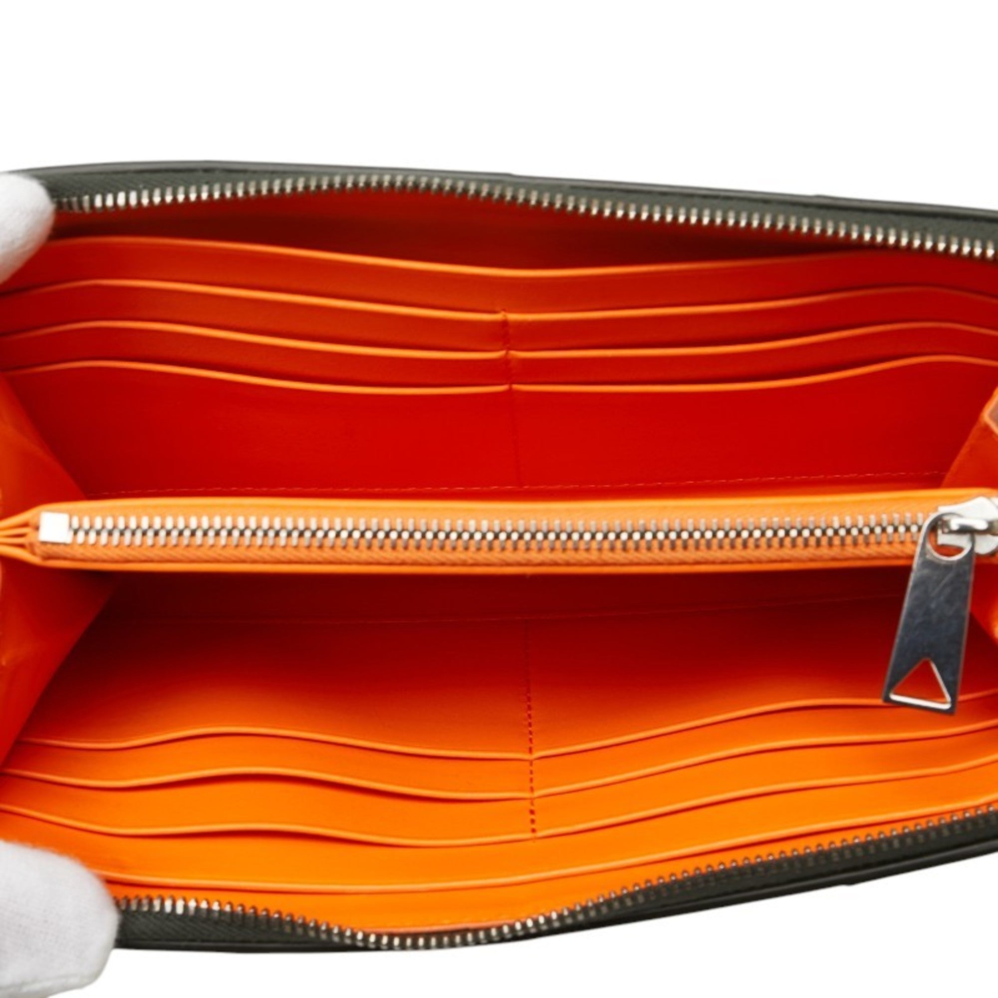 Bottega Veneta Black Orange Leather Coin Purse/Coin Case
