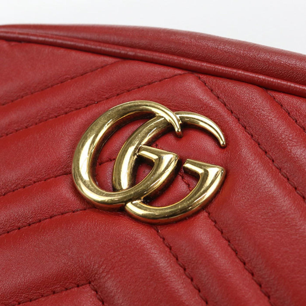 Gucci Red Color Leather Shoulder Bag (Pre-Owned)