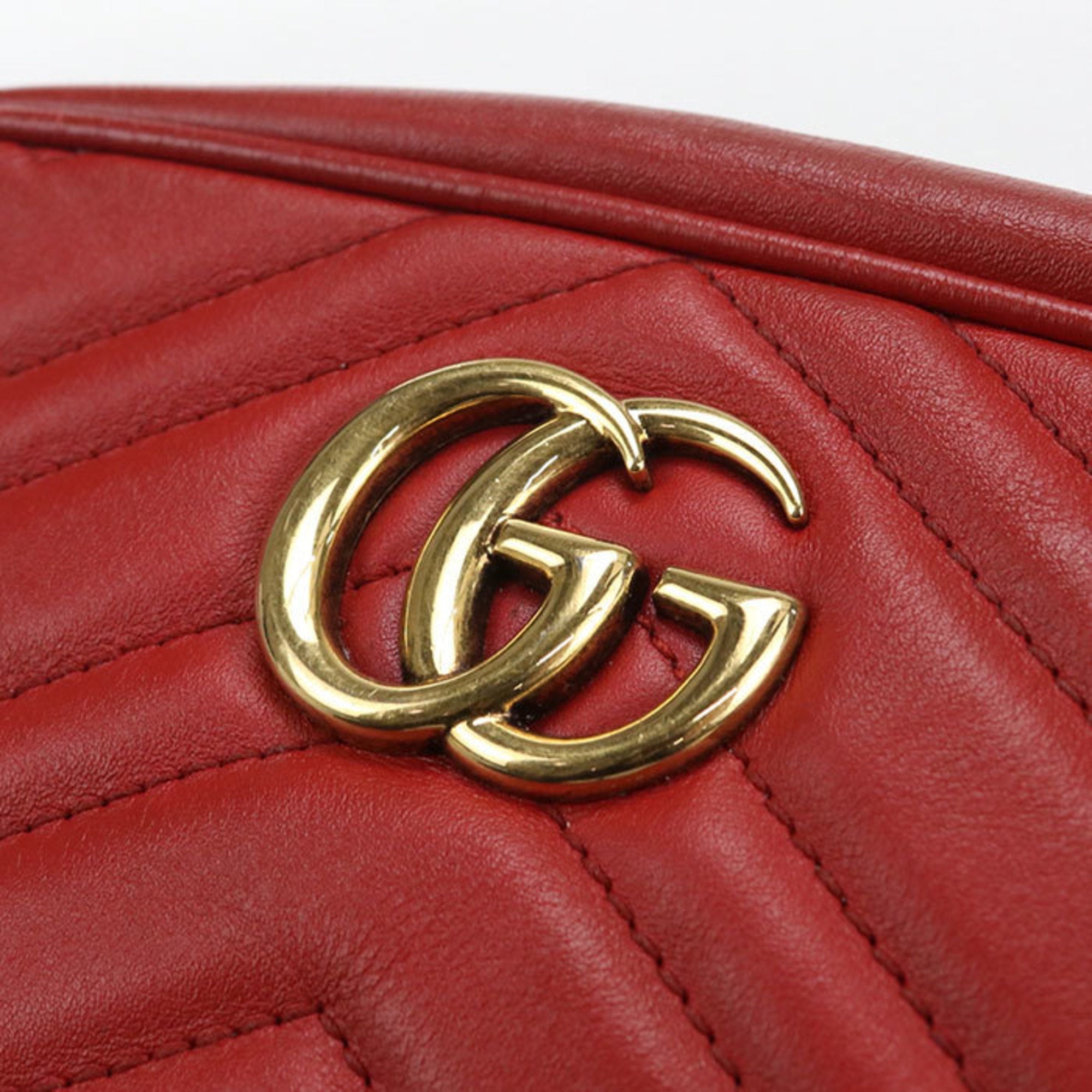 Gucci Red Color Leather Shoulder Bag (Pre-Owned)