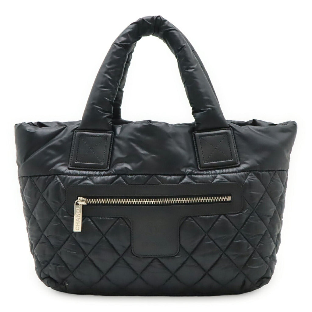 Chanel Black Nylon Leather Handbag Tote Bag