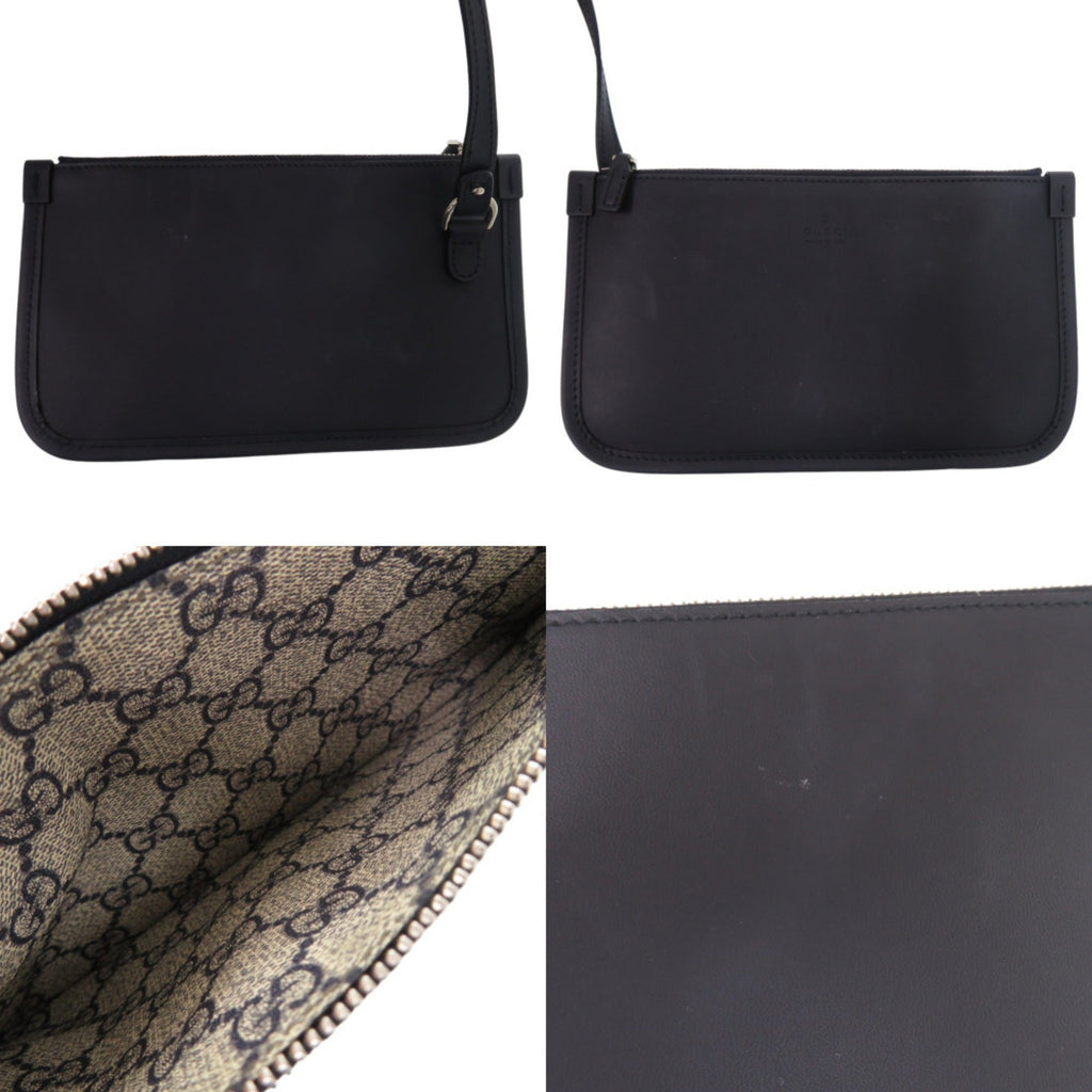 Gucci Navy Canvas Leather Tote Bag (Pre-Owned)