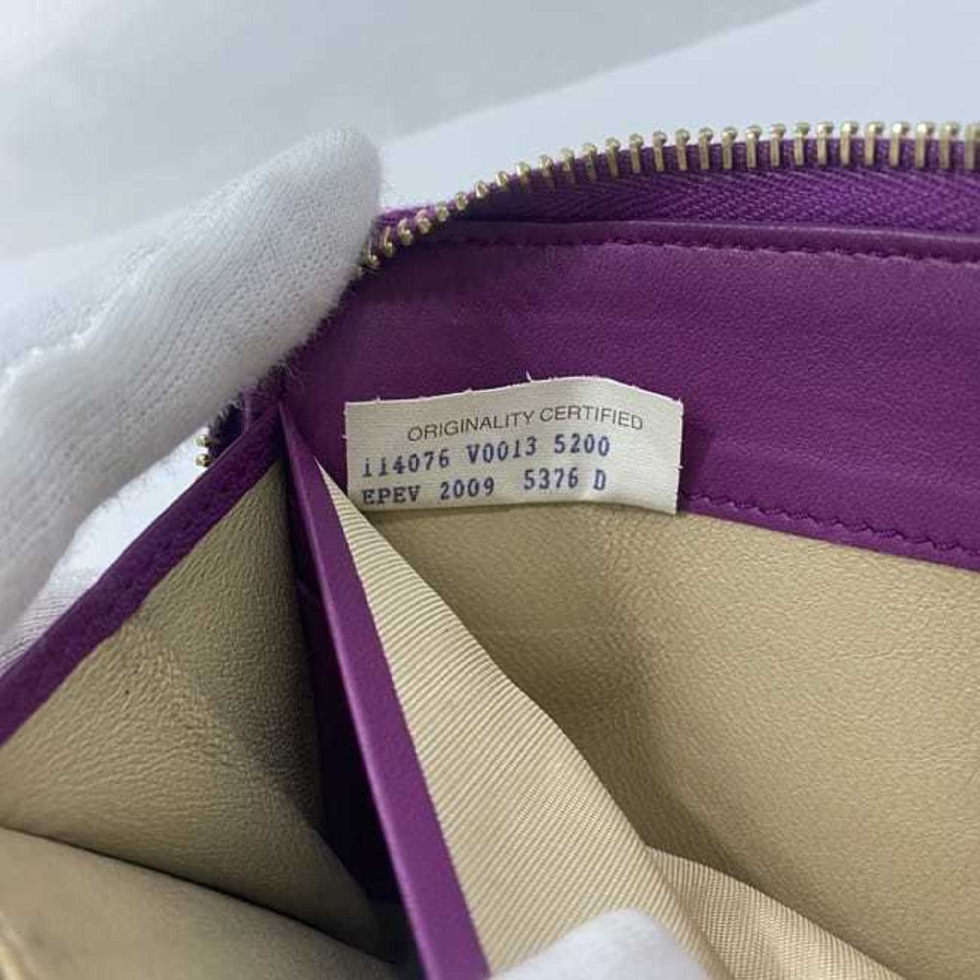 Bottega Veneta Purple Leather Long Wallet (Bi-Fold)