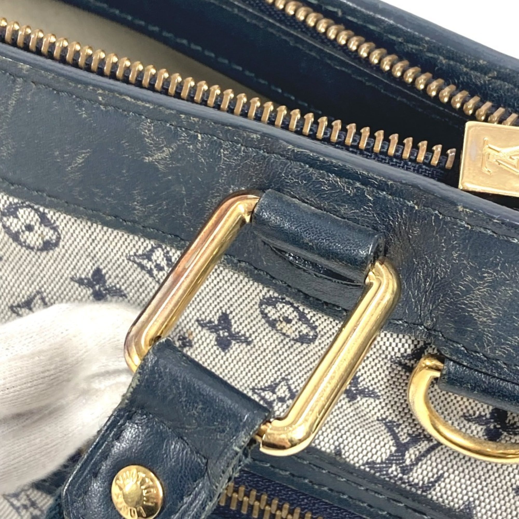 Louis Vuitton Navy Monogram Mini Canvas Leather Handbag Shoulder Bag Tote Bag