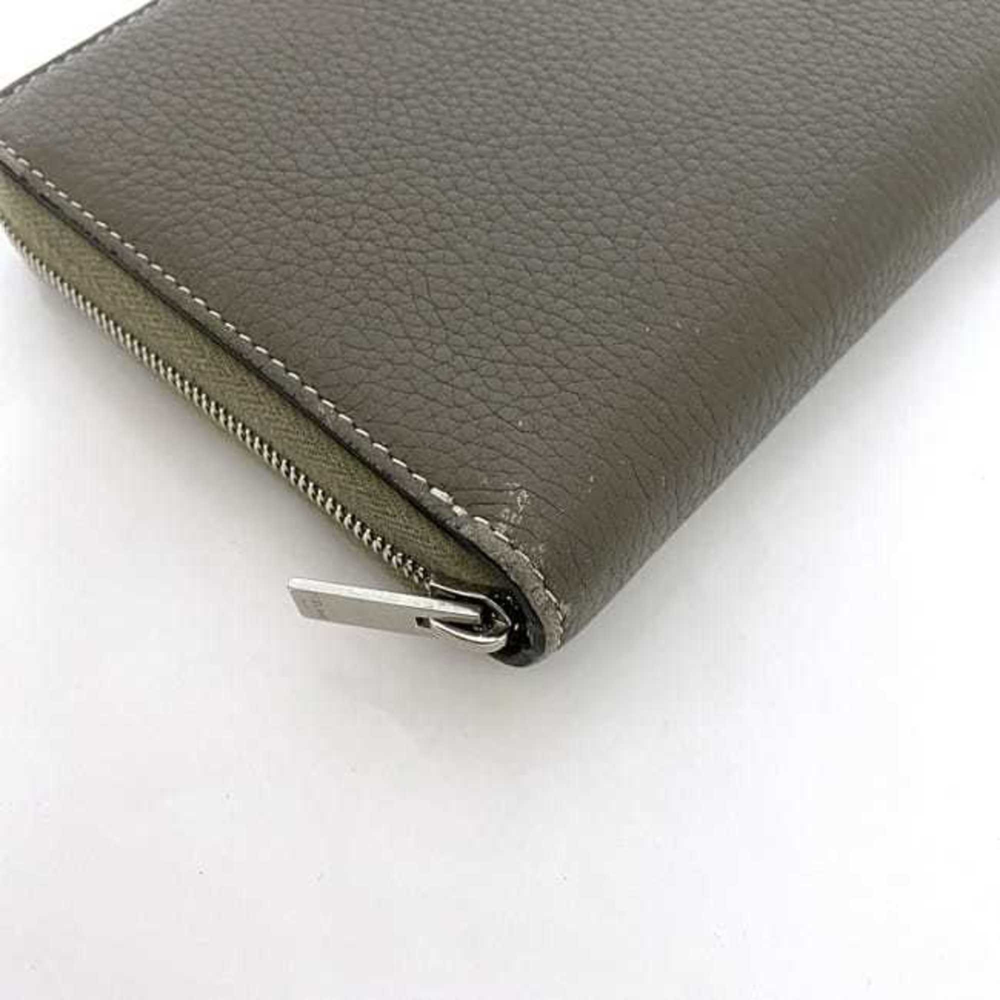 Celine Grayish Leather Long Wallet (Bi-Fold)