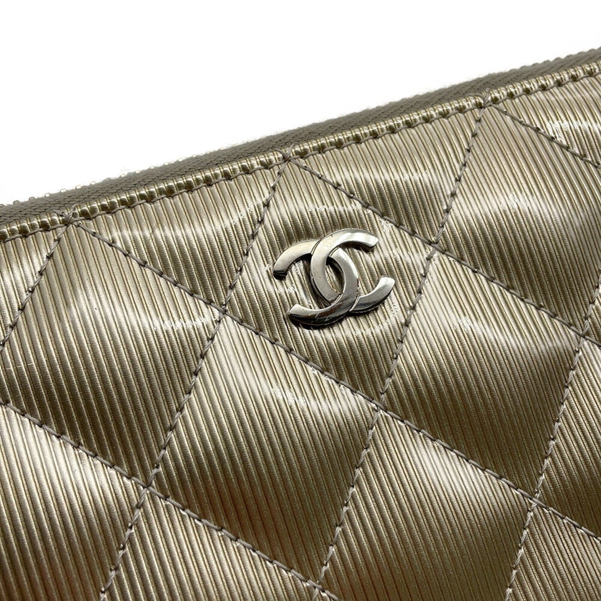 Chanel Champagne Gold Patent Leather Coin Purse/Coin Case