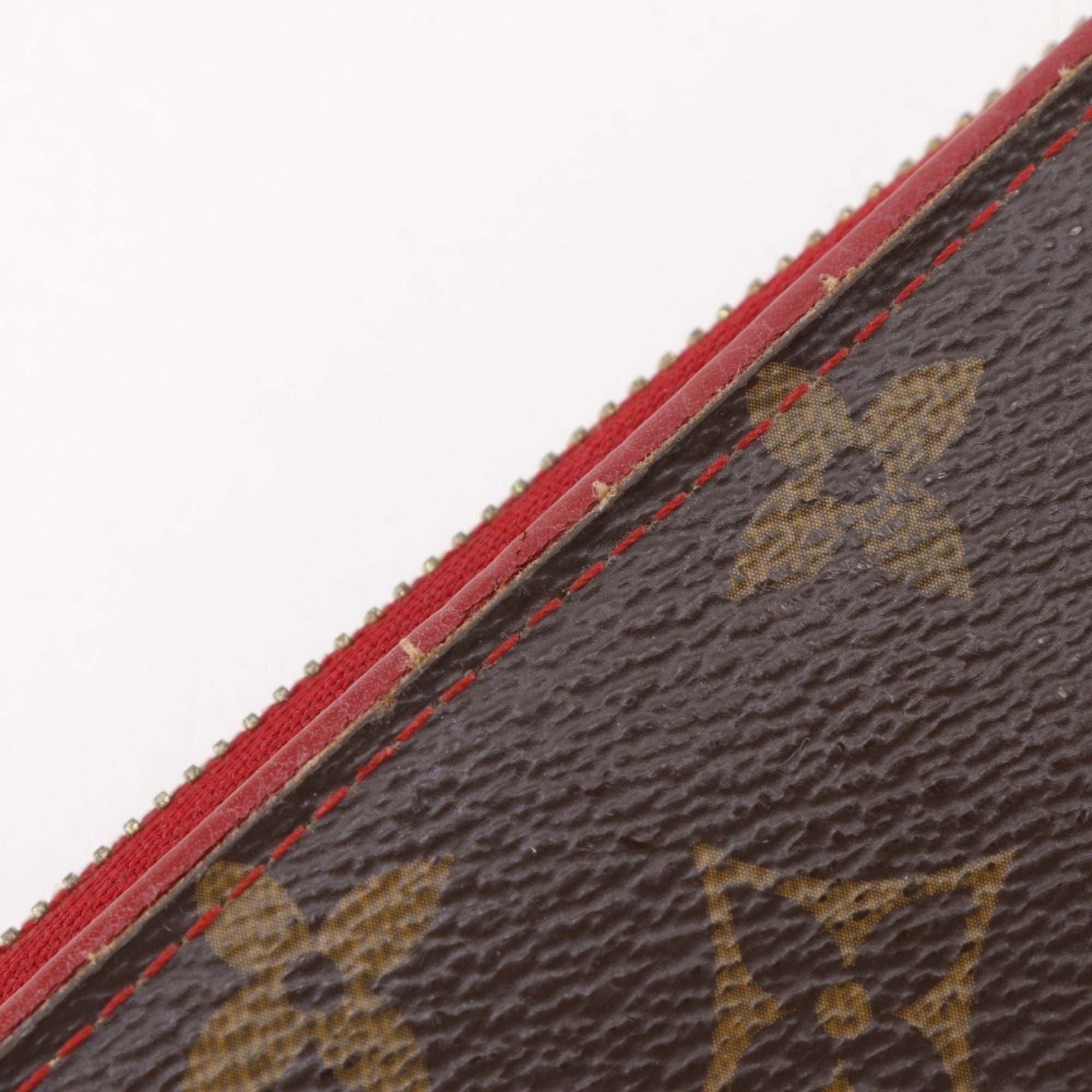 Louis Vuitton Monogram Brown Cerise Red Color Monogram Long Wallet