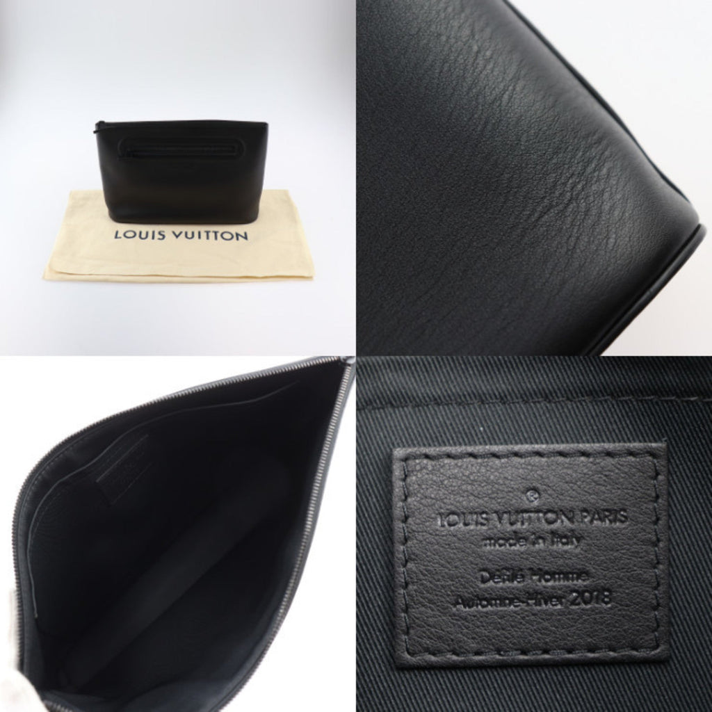 Louis Vuitton Black Leather Clutch Bag