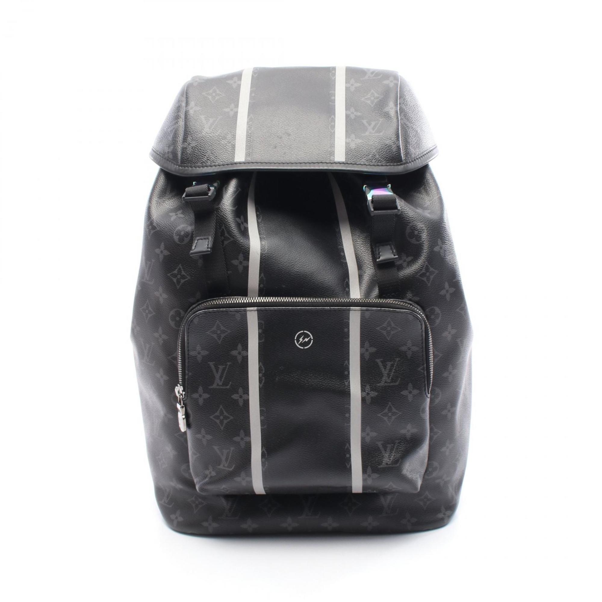 Louis Vuitton Black Coated Canvas Leather Backpack
