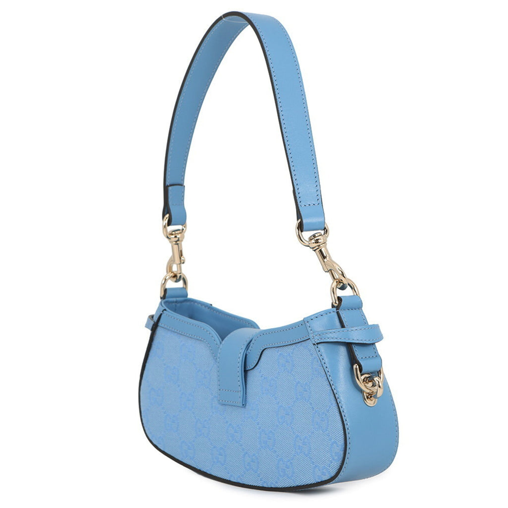 Gucci Gg Canvas Light Blue Gg Canvas Leather Handbag Shoulder Bag (Pre-Owned)
