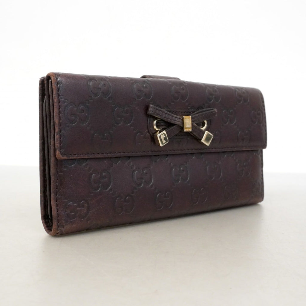 Gucci Brown Leather Long Wallet (Bi-Fold) (Pre-Owned)