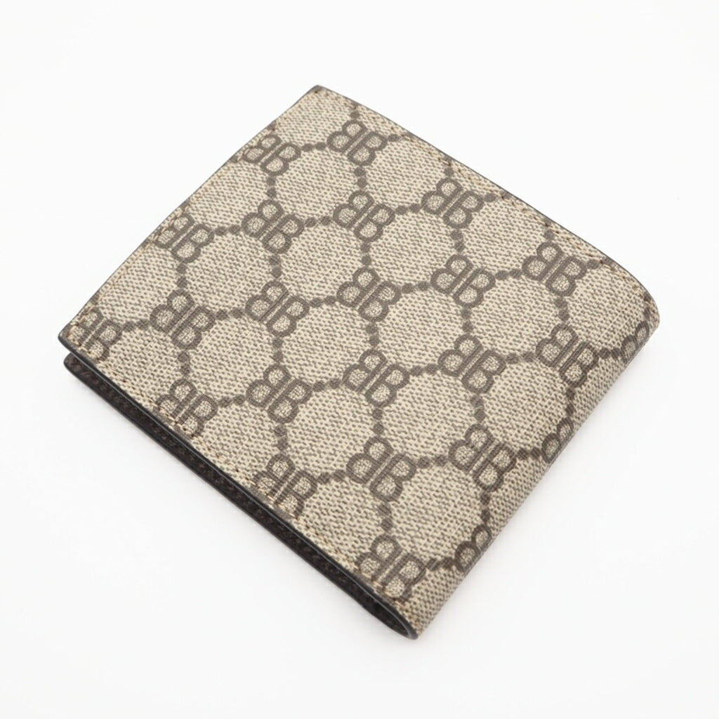 Balenciaga Beige Coated Canvas Leather Wallet (Bi-Fold)