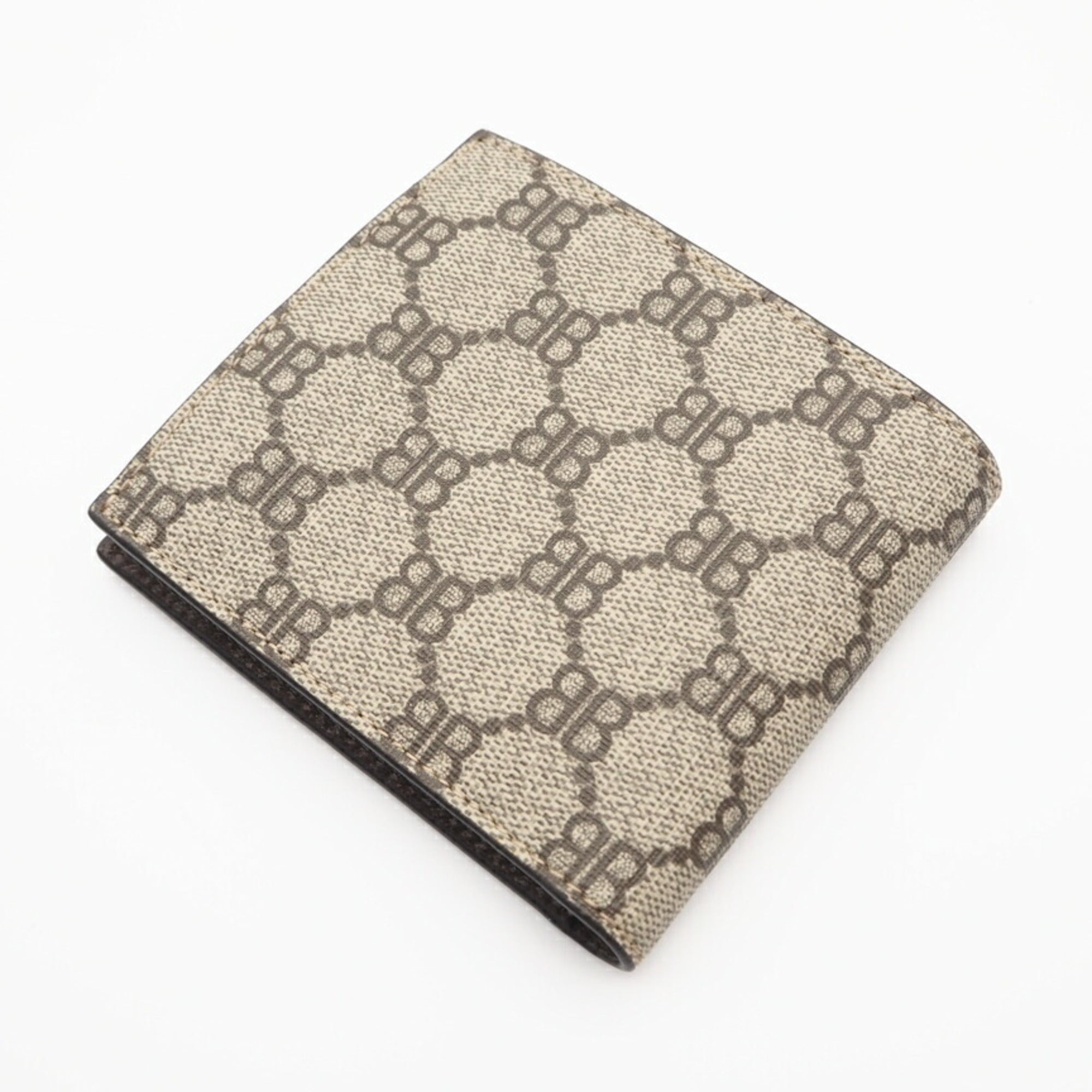 Balenciaga Beige Coated Canvas Leather Wallet (Bi-Fold)