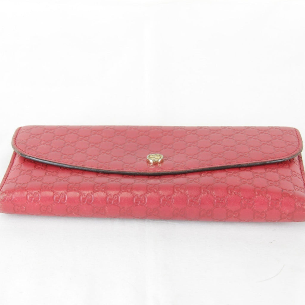 Gucci Red Color Leather Long Wallet (Bi-Fold) (Pre-Owned)
