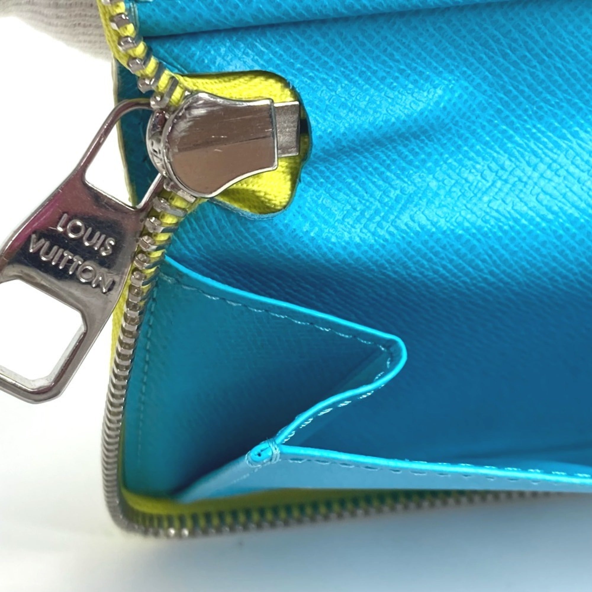 Louis Vuitton Monogram Blue Yellow Monogram Leather Long Wallet