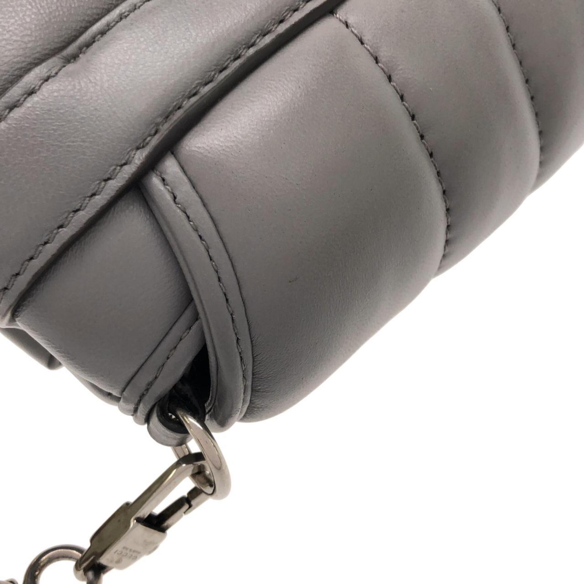 Gucci Gray Quilting Leather Shoulder Bag (Pre-Owned)