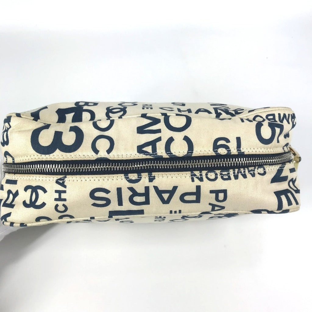 Chanel Navy White Canvas Clutch Bag