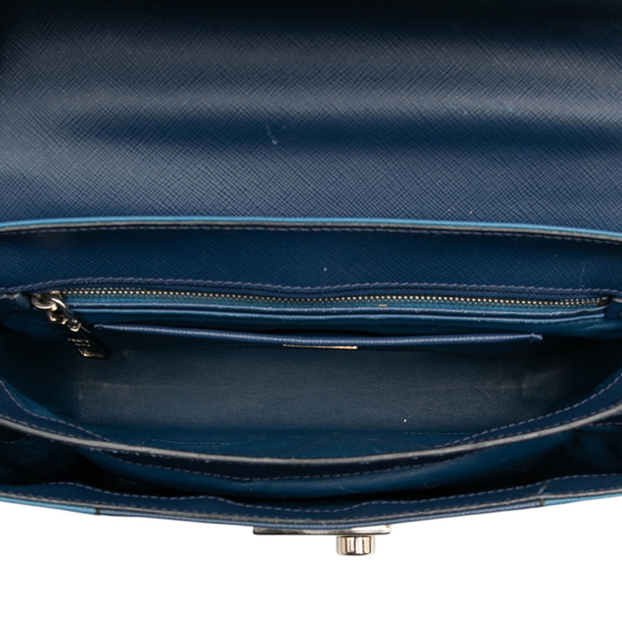 Prada Blue Leather Handbag Shoulder Bag