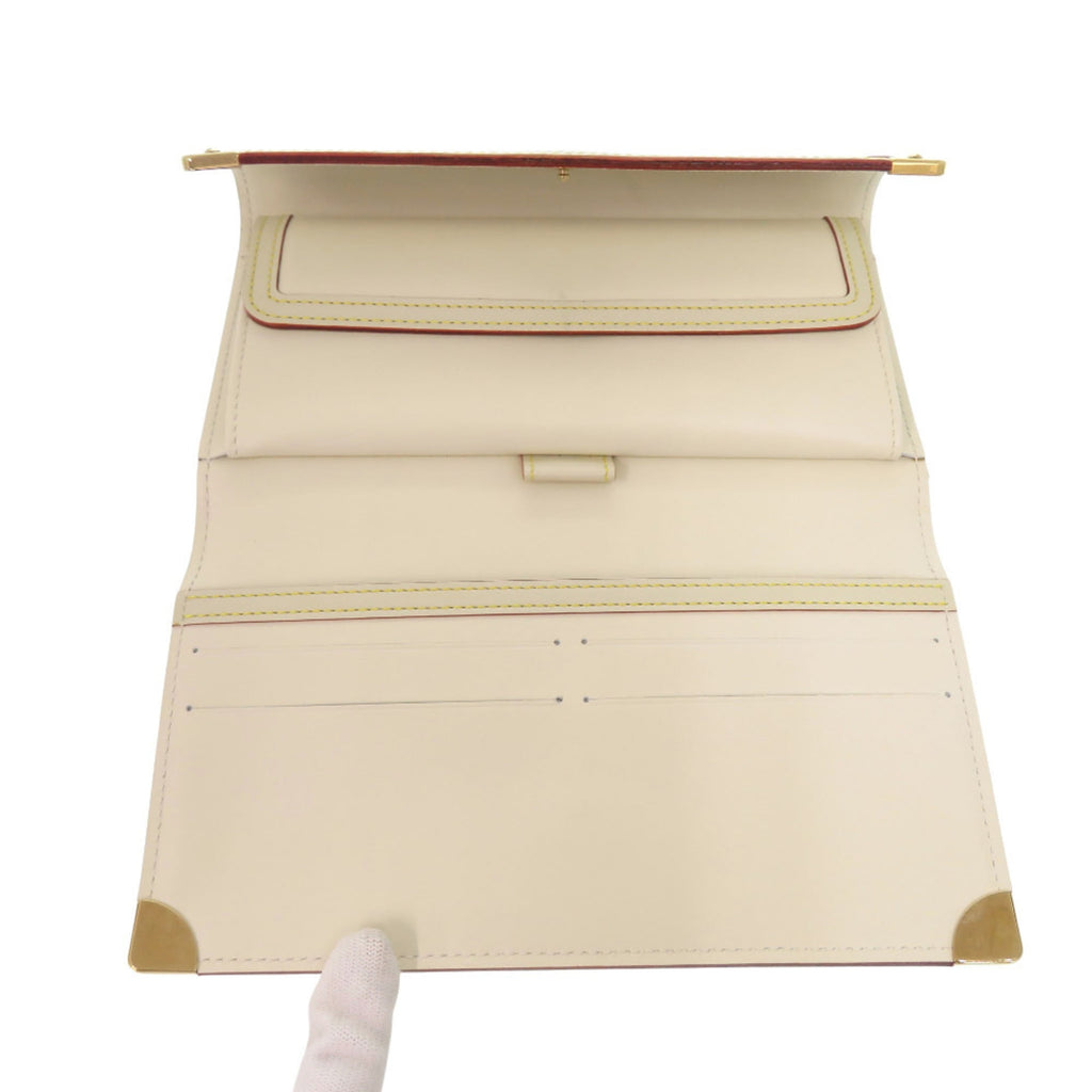 Louis Vuitton White Leather Long Wallet (Tri-Fold)