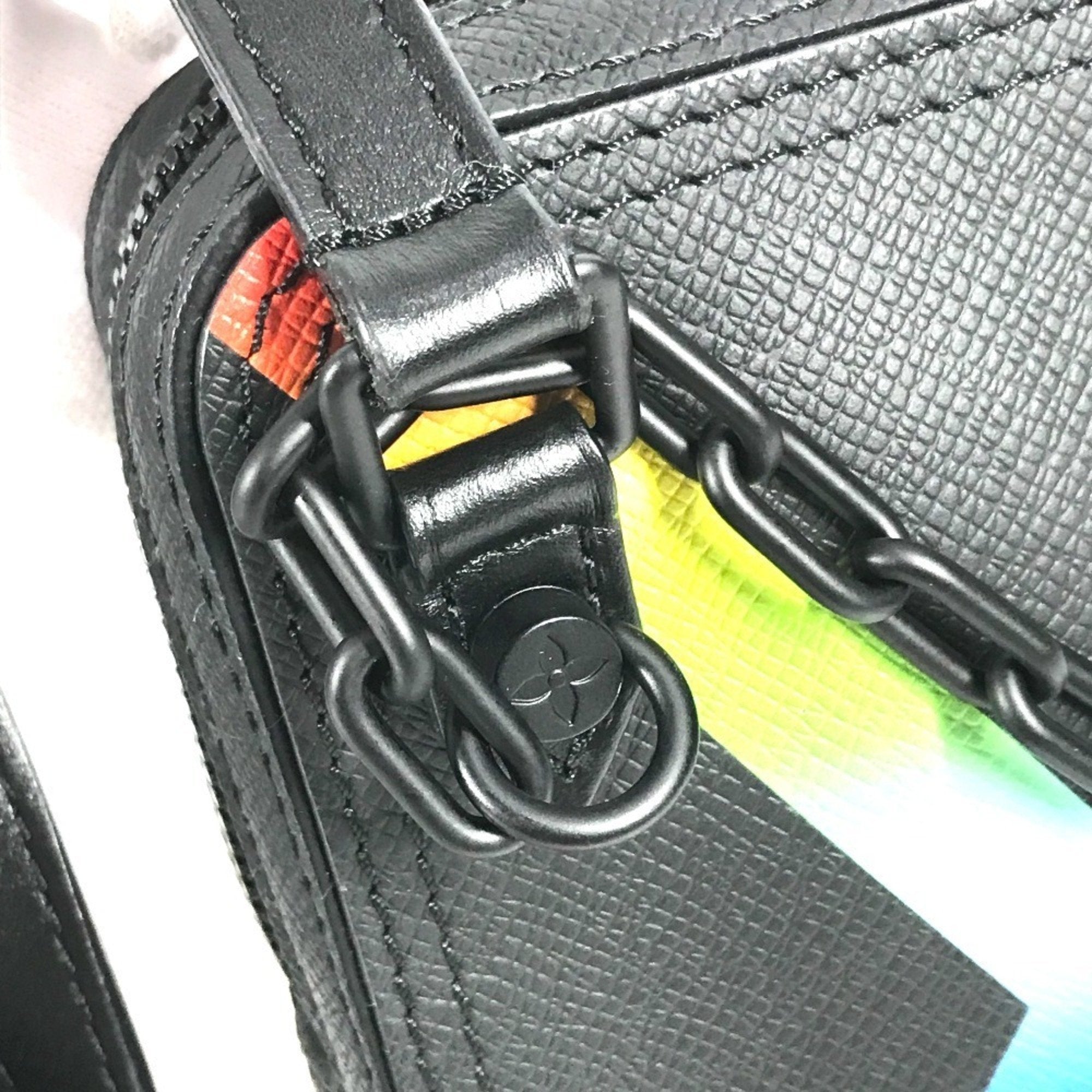 Louis Vuitton Black Multi-Color Taiga Leather Pochette Shoulder Bag