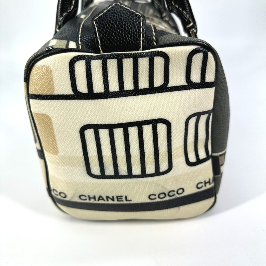 Chanel Black Yellow Pvc Boston Bag Handbag