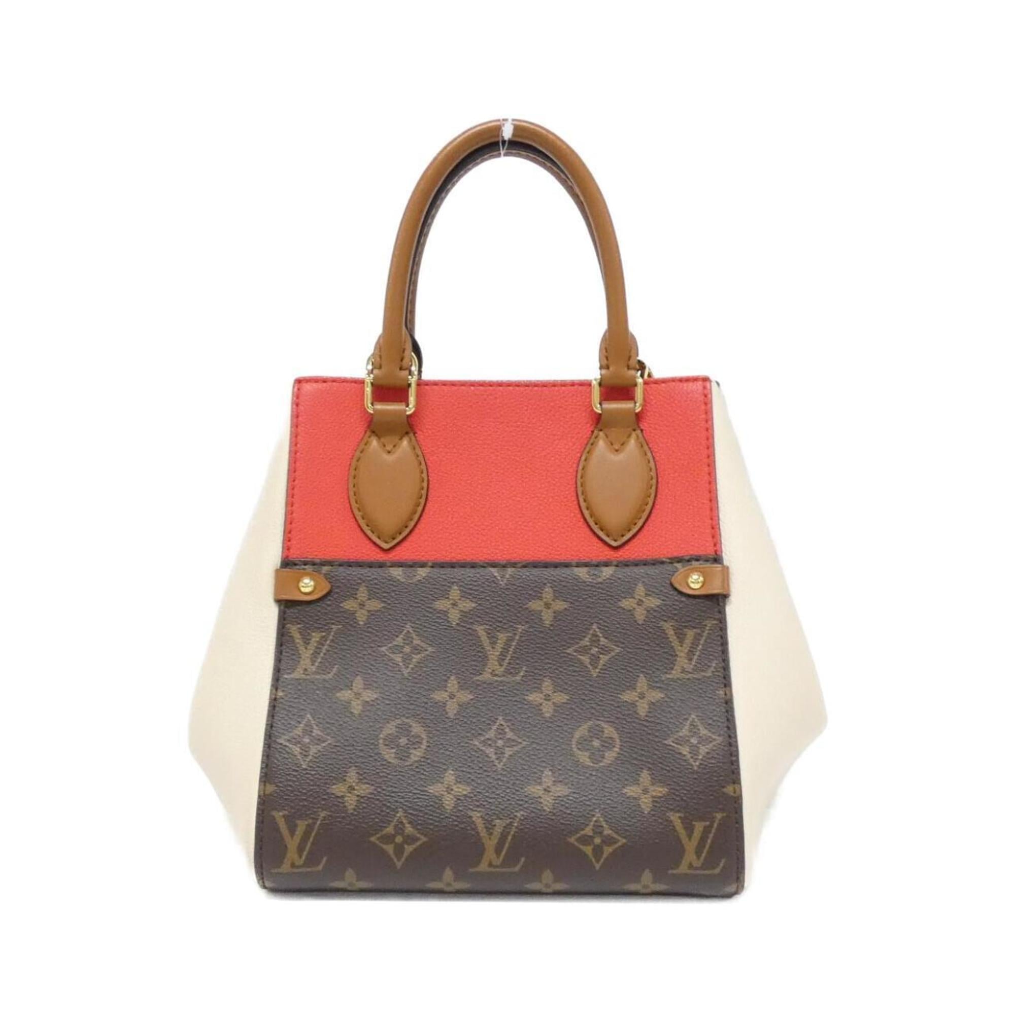 Louis Vuitton Monogram Black Cerise Cream Coated Canvas Leather Handbag