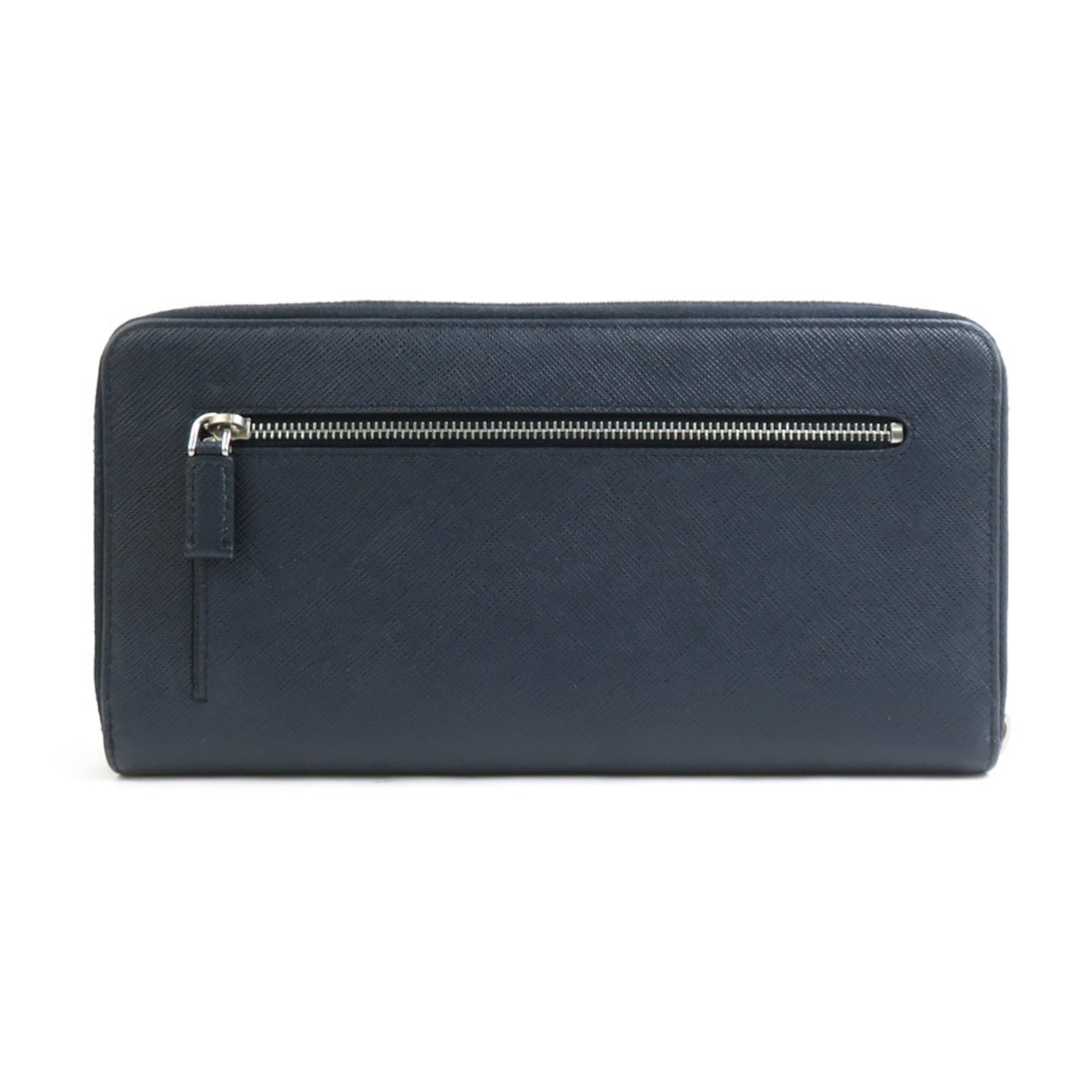Prada Navy Leather Long Wallet (Bi-Fold)